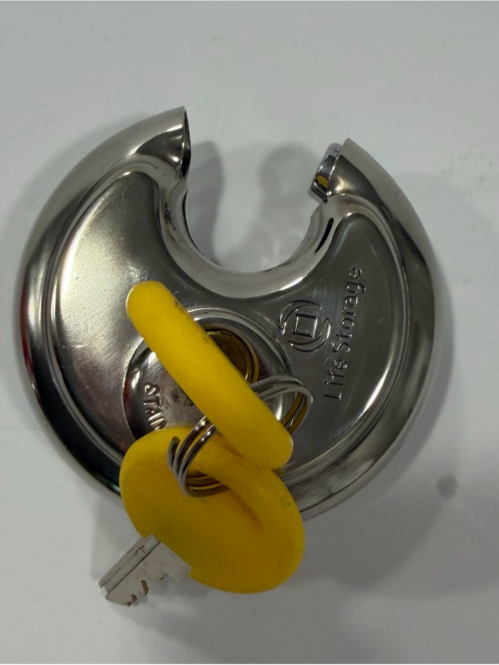 Round Stainless Steel Disc Padlock with Yellow Key Covers
